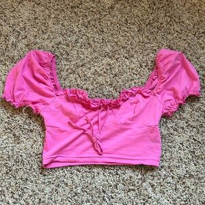 Shein pink ruffle top